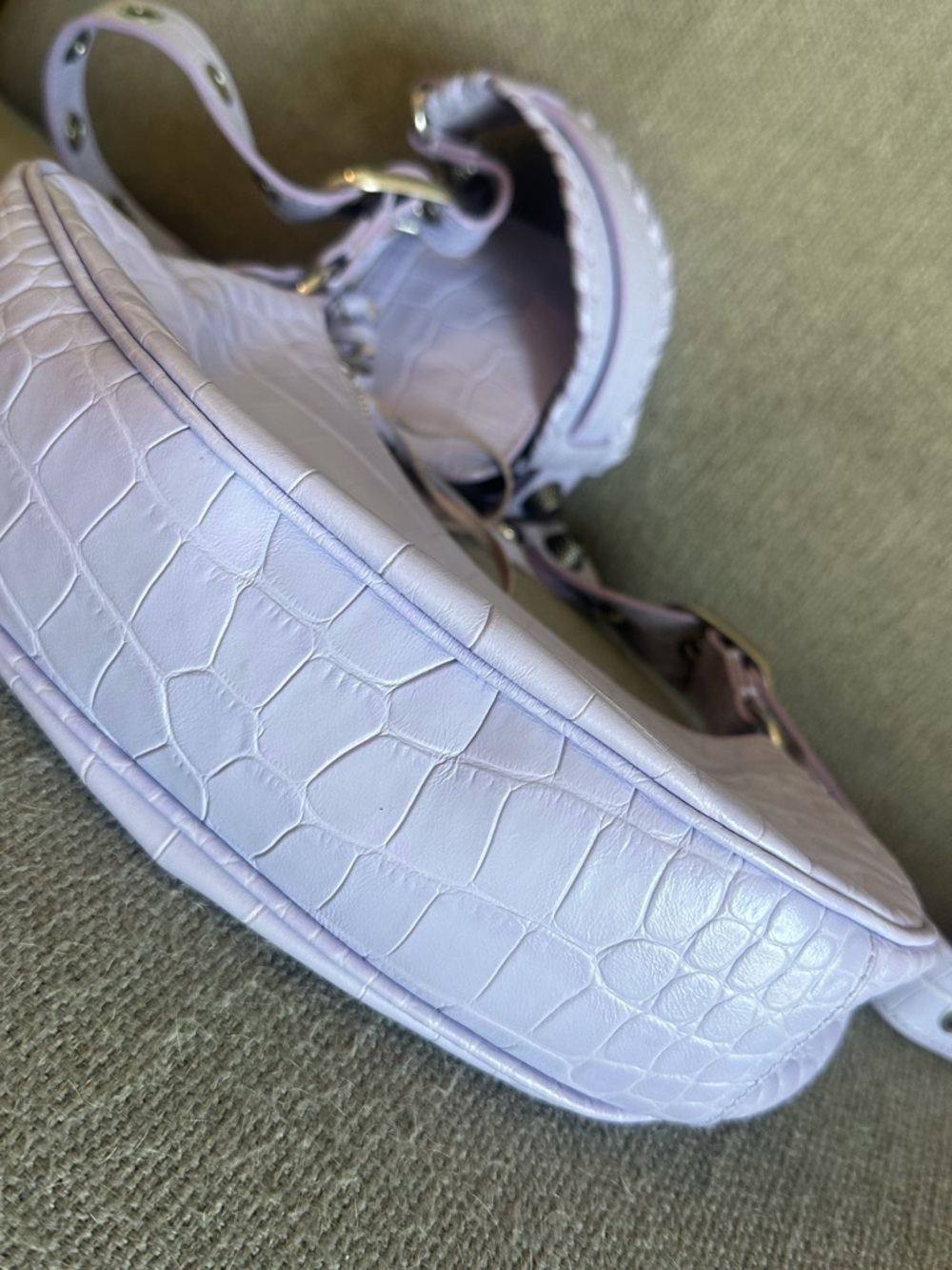 Balenciaga Lilac Croc-Embossed Shoulder Bag with Stud Details Le Cagole XS - Picture 5 of 6